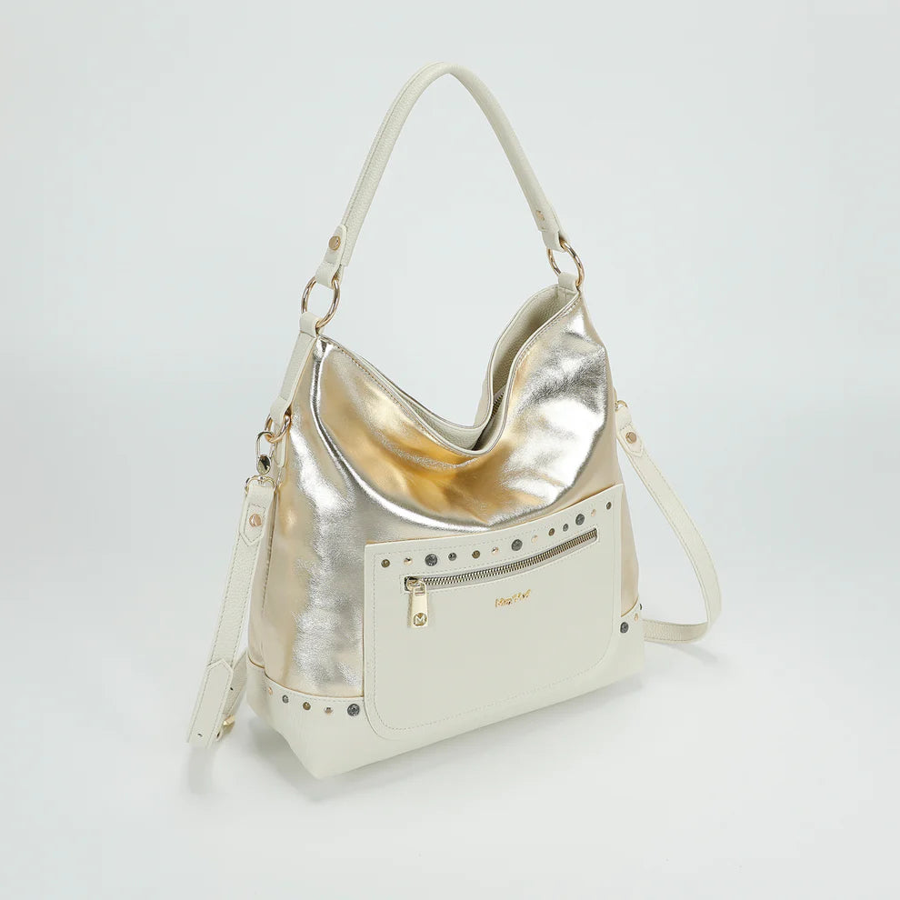 Borsa MIMI MUA a spalla con dettagli luminosi e borchie