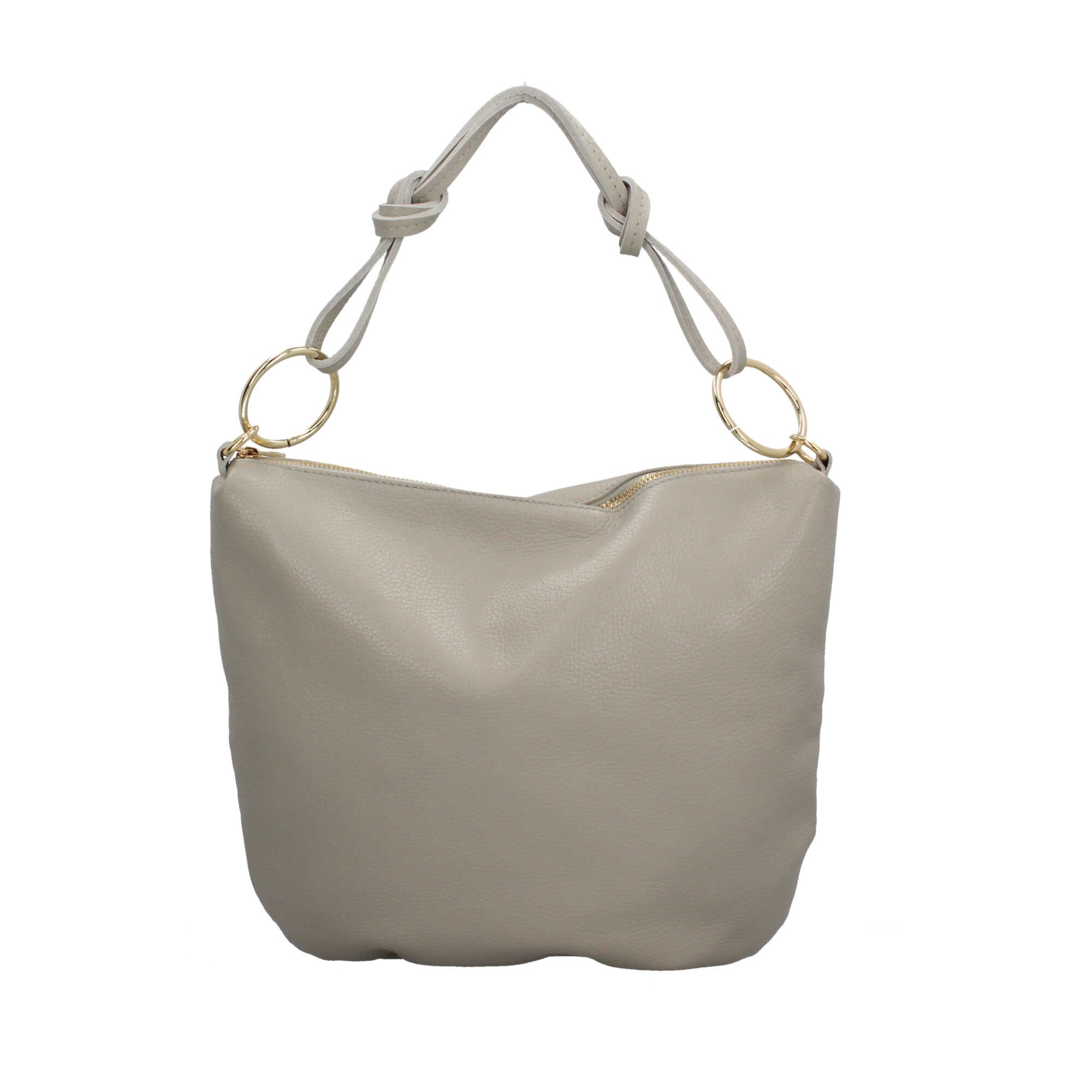 Borsa a spalla in pelle Made in Italy con manico ad anelli