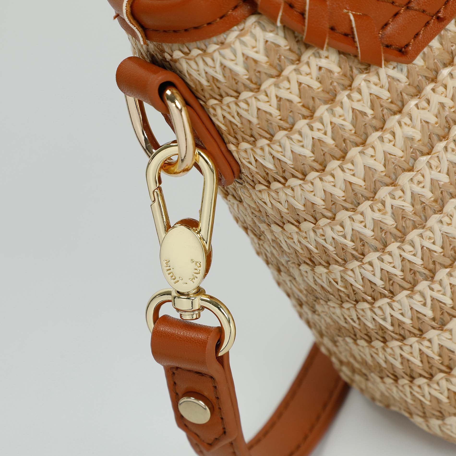 Mimi Mua borsa a tracolla in paglia con manico bamboo