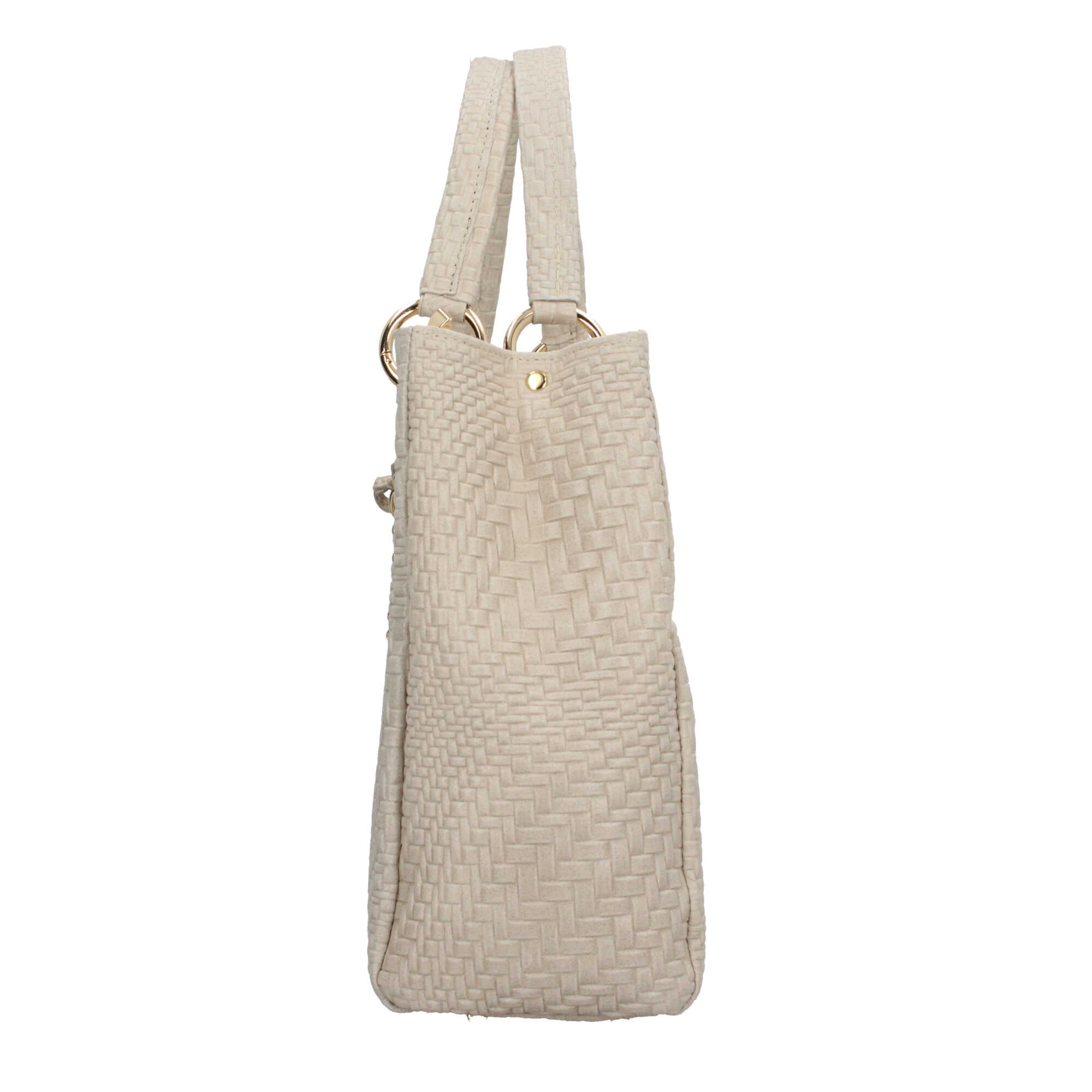 Borsa Made in Italy in vera pelle intrecciata con manico rigido