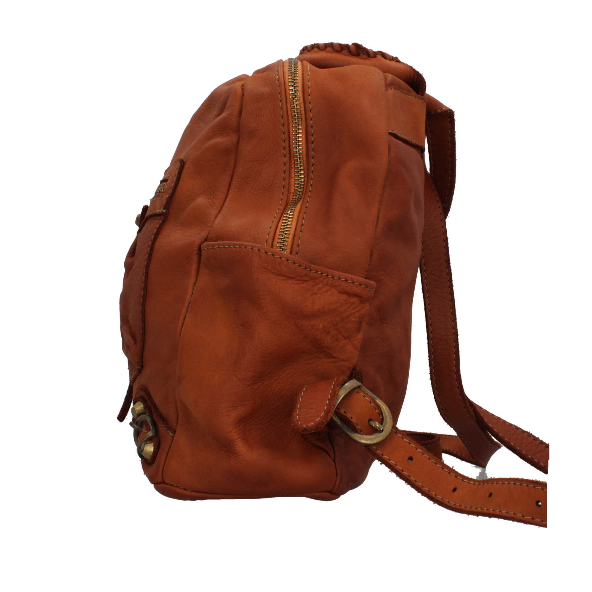 Zaino Made in Italy in pelle morbida con tasche e zip frontale