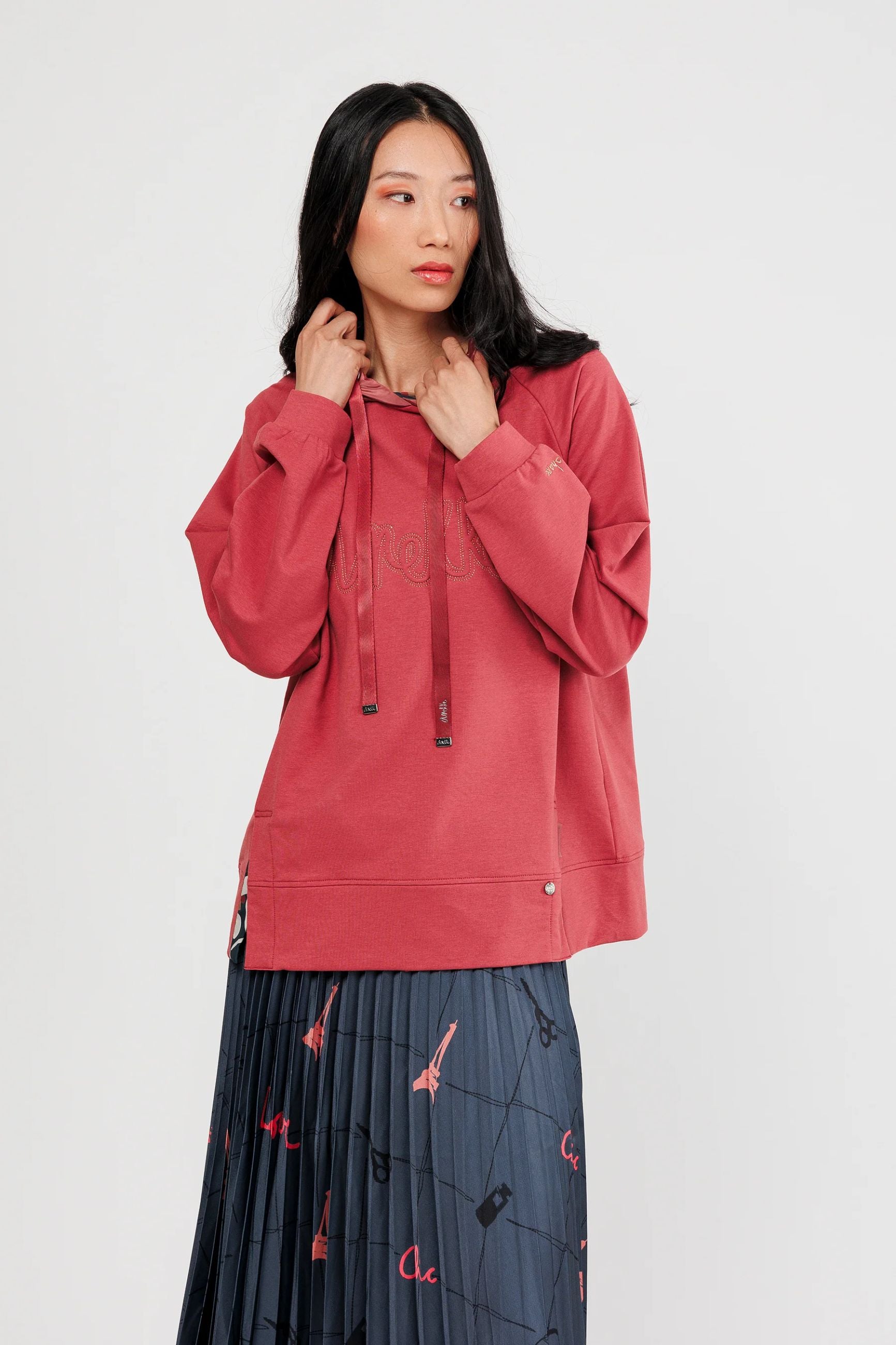 Felpa Anekke donna con cappuccio e logo ricamato Rosso L/XL | Giò Fashion