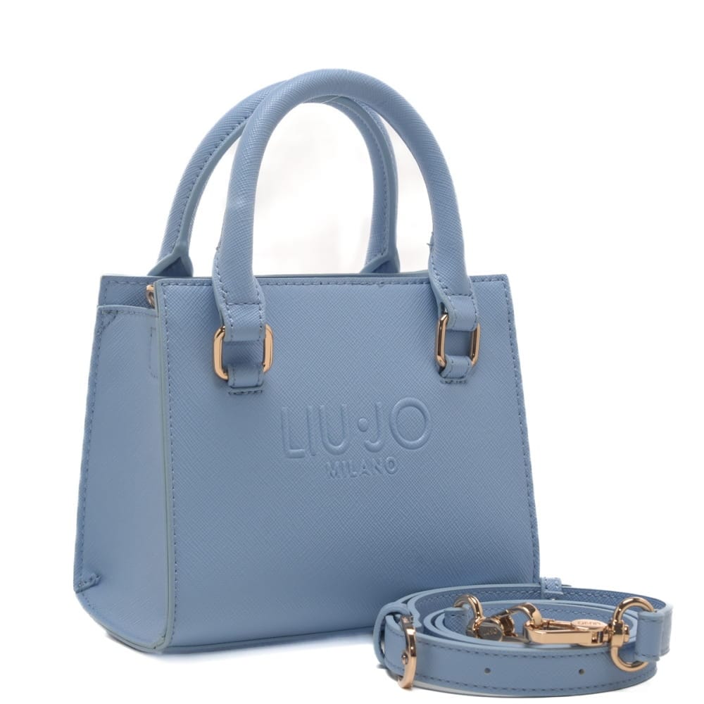 Liu Jo borsa a mano compatta con logo in rilievo AZZURRO TU | Giò Fashion