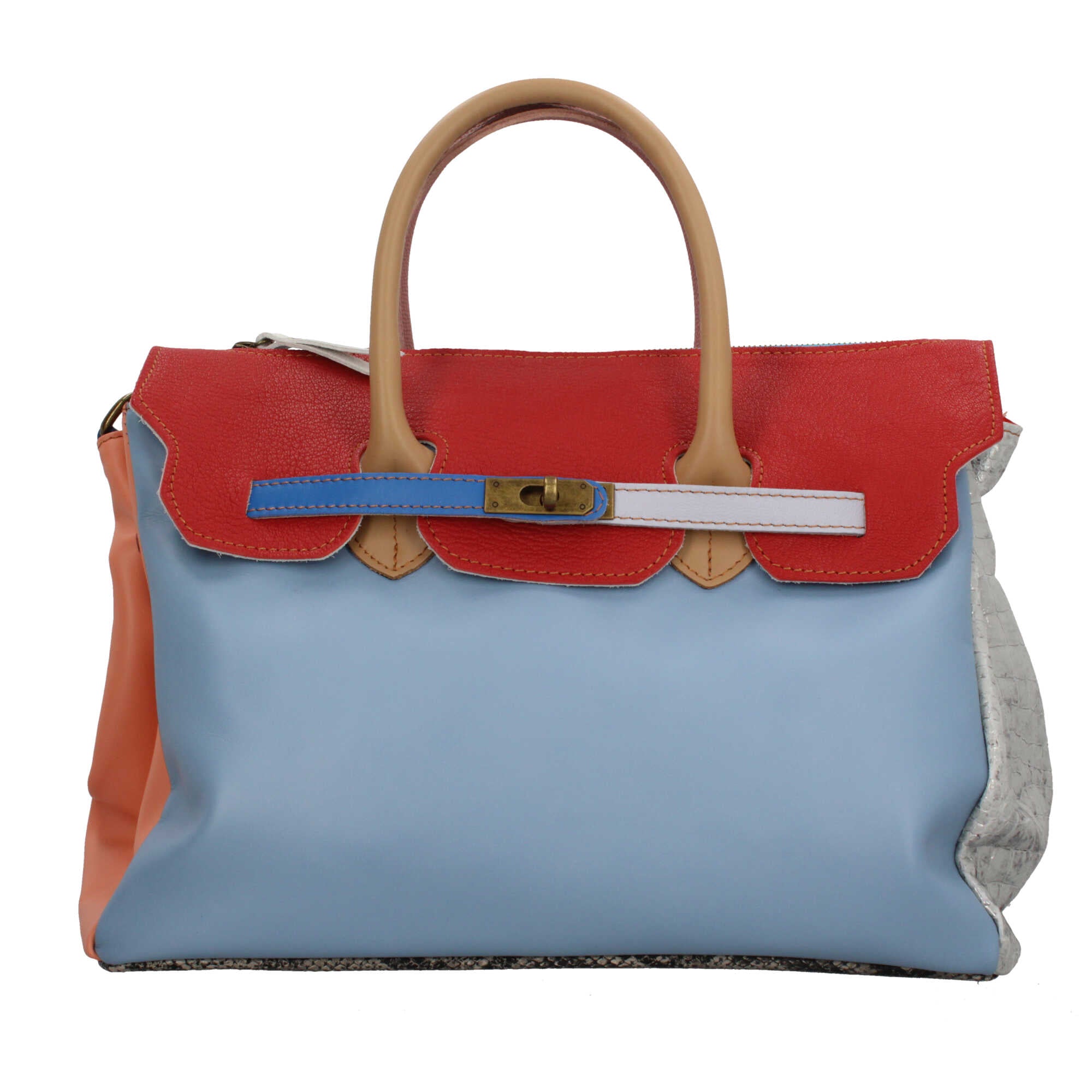 Borsa a mano elegante con design multicolore e chiusura twist