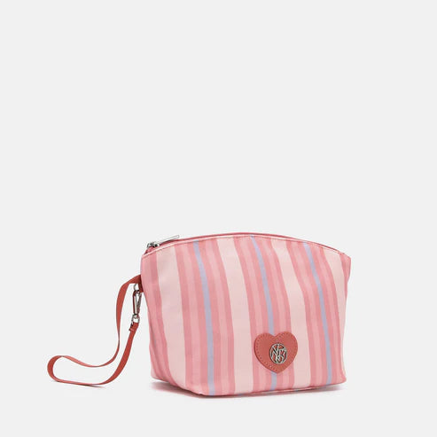 YNot beauty case a righe multicolor con logo a cuore