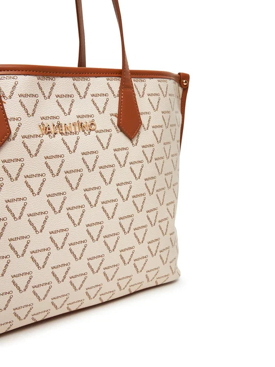 Shopper Valentino con stampa monogram e manici lunghi