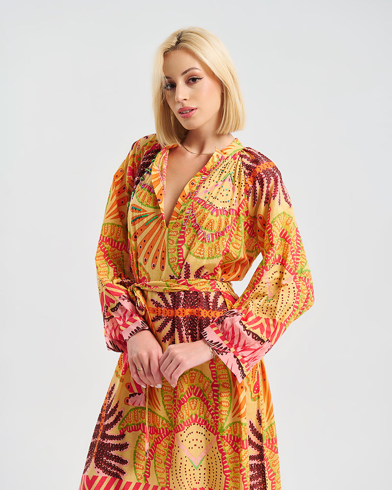 Ble Resort Collection Abito Lungo a Maniche Lunghe