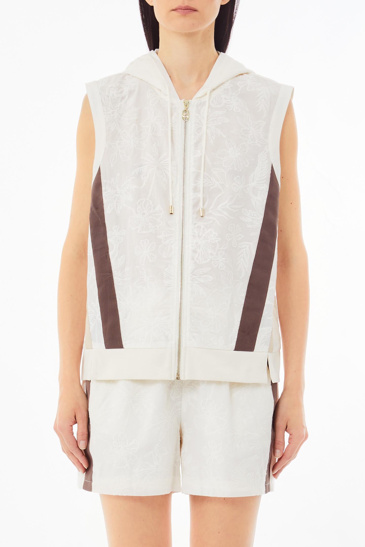 Liu Jo gilet con cappuccio e inserti a contrasto Bianco L | Giò Fashion