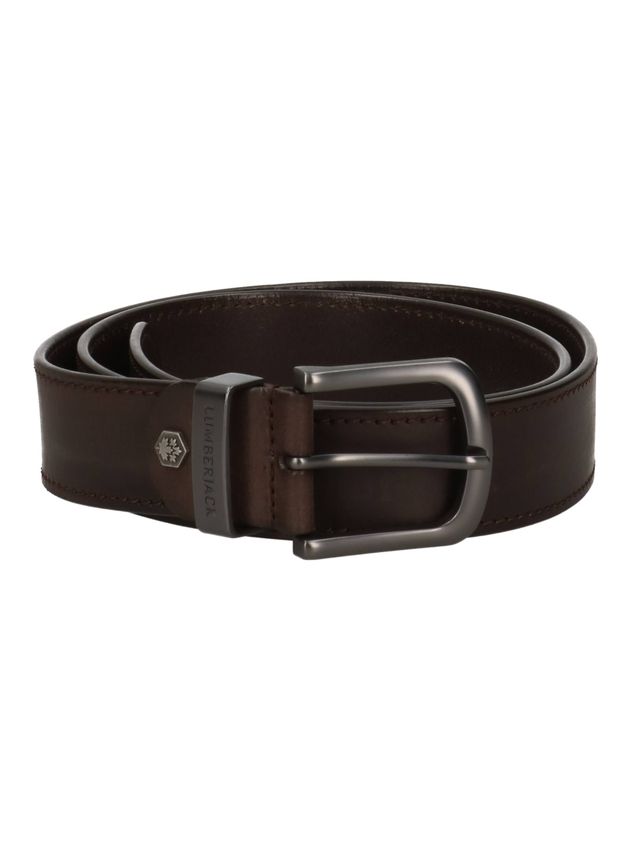 Cintura uomo Lumberjack in pelle con fibbia metallica Marrone M | Giò Fashion