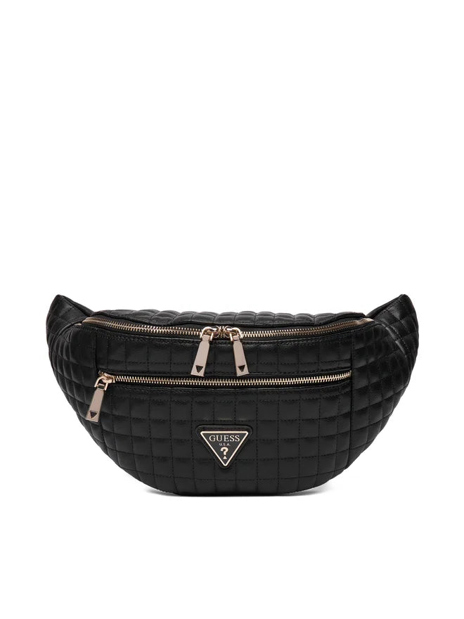 Marsupio Guess trapuntato con logo triangolare NERO TU | Giò Fashion