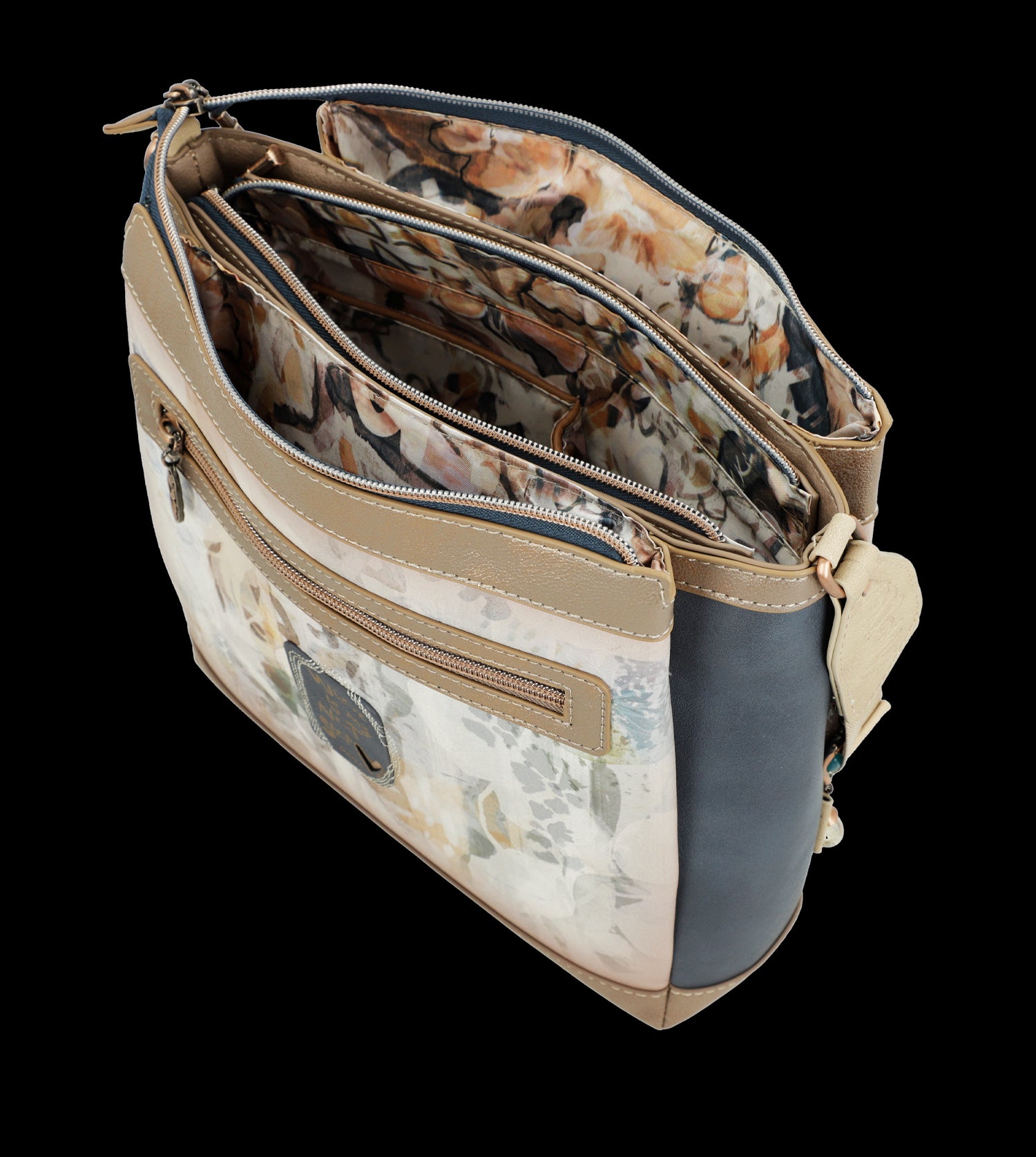 Borsa a tracolla Anekke elegante e pratica con dettagli artistici