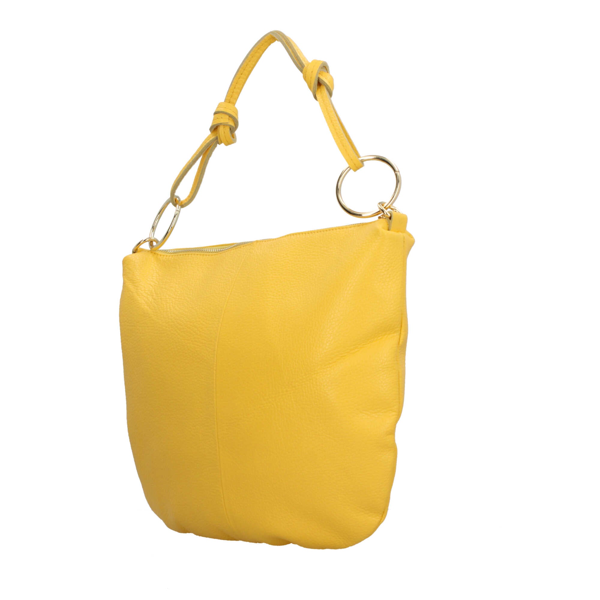Borsa a spalla in pelle Made in Italy con manico ad anelli