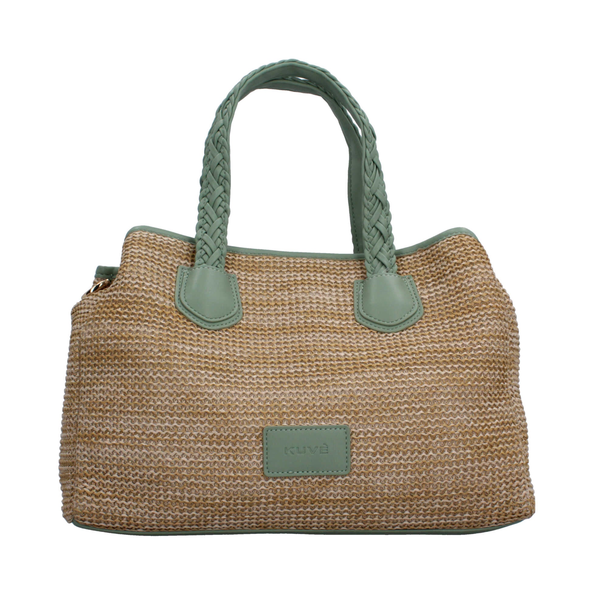 Borsa a mano Kuve in paglia sintetica con manici intrecciati