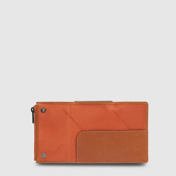 Portacarte Piquadro in pelle con zip e chiusura a pressione