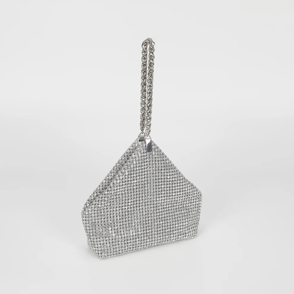 Borsa da sera donna Mimi Mua con strass e manico a catena