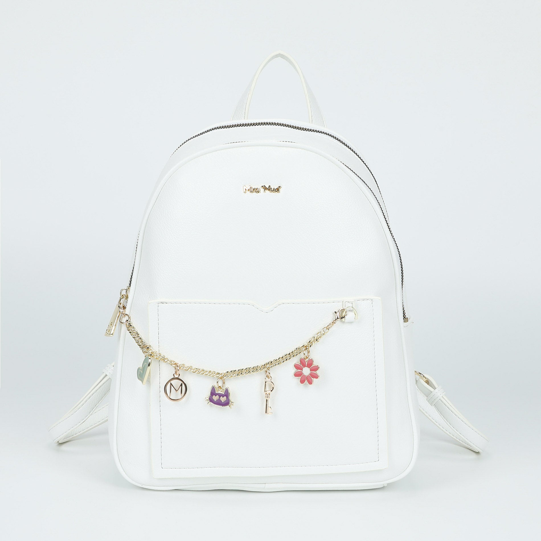 Mimi Mua zaino grande con catena decorativa Bianco Taglia Unica | Giò Fashion