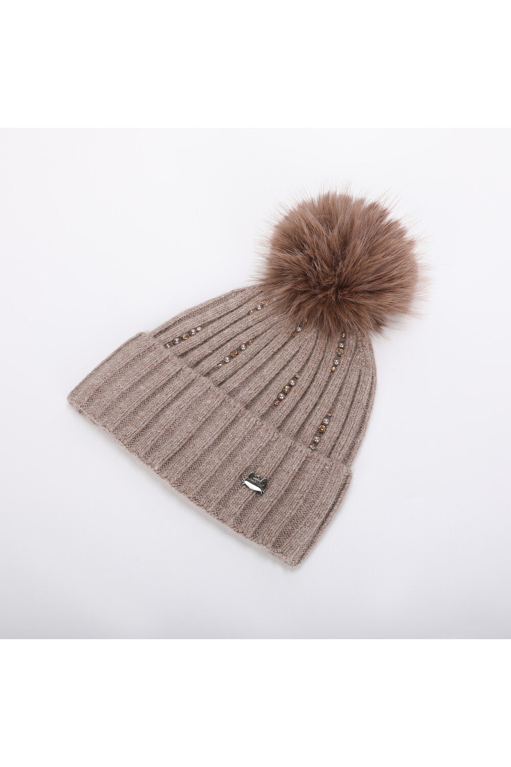 Cappello donna Mimi Mua con pon pon e strass decorativi Beige TU | Giò Fashion