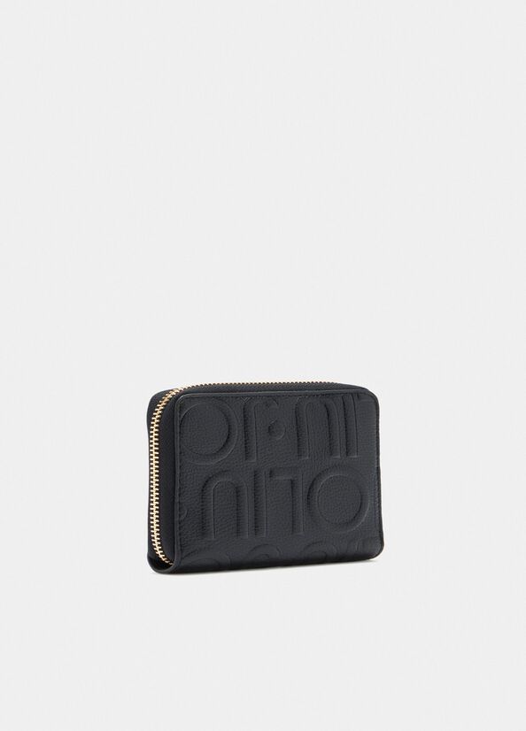 Liu Jo portafoglio zip around compatto con maxi logo Nero TU | Giò Fashion