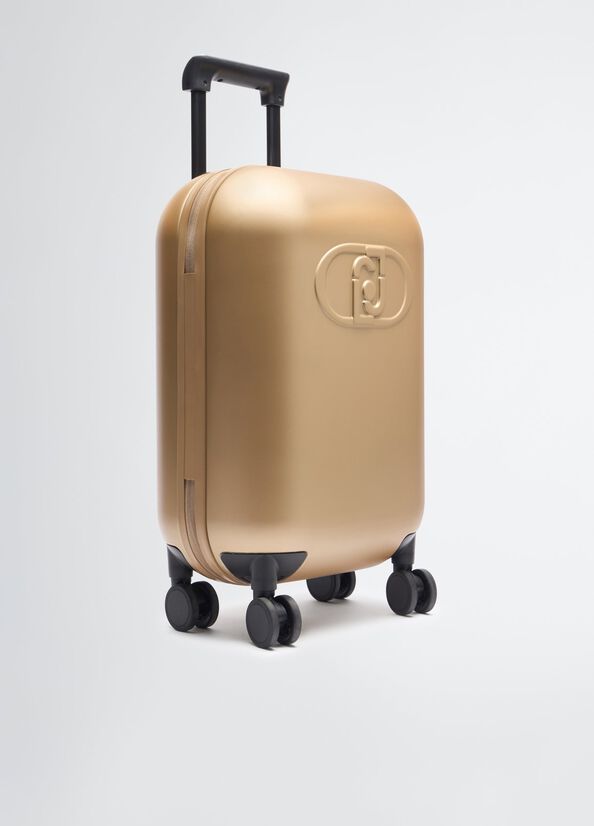 Trolley rigido Liu Jo in policarbonato con logo in rilievo Oro TU | Giò Fashion