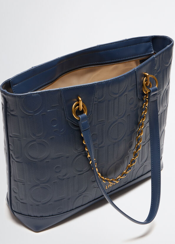 Borsa Shopper Donna Liu Jo con Logo in Rilievo e Catena Decorativa