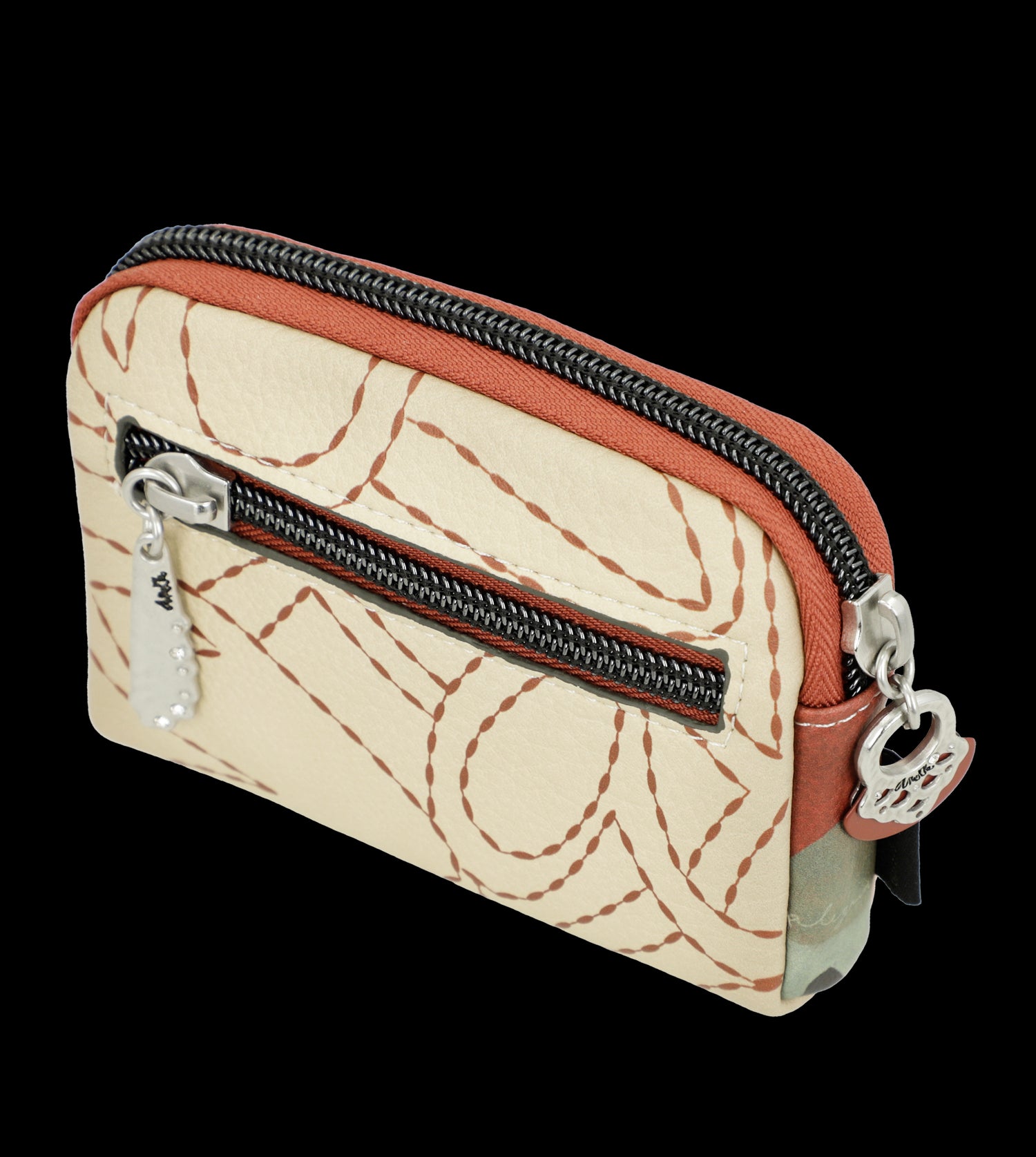 Portamonete Anekke compatto con zip e design artistico