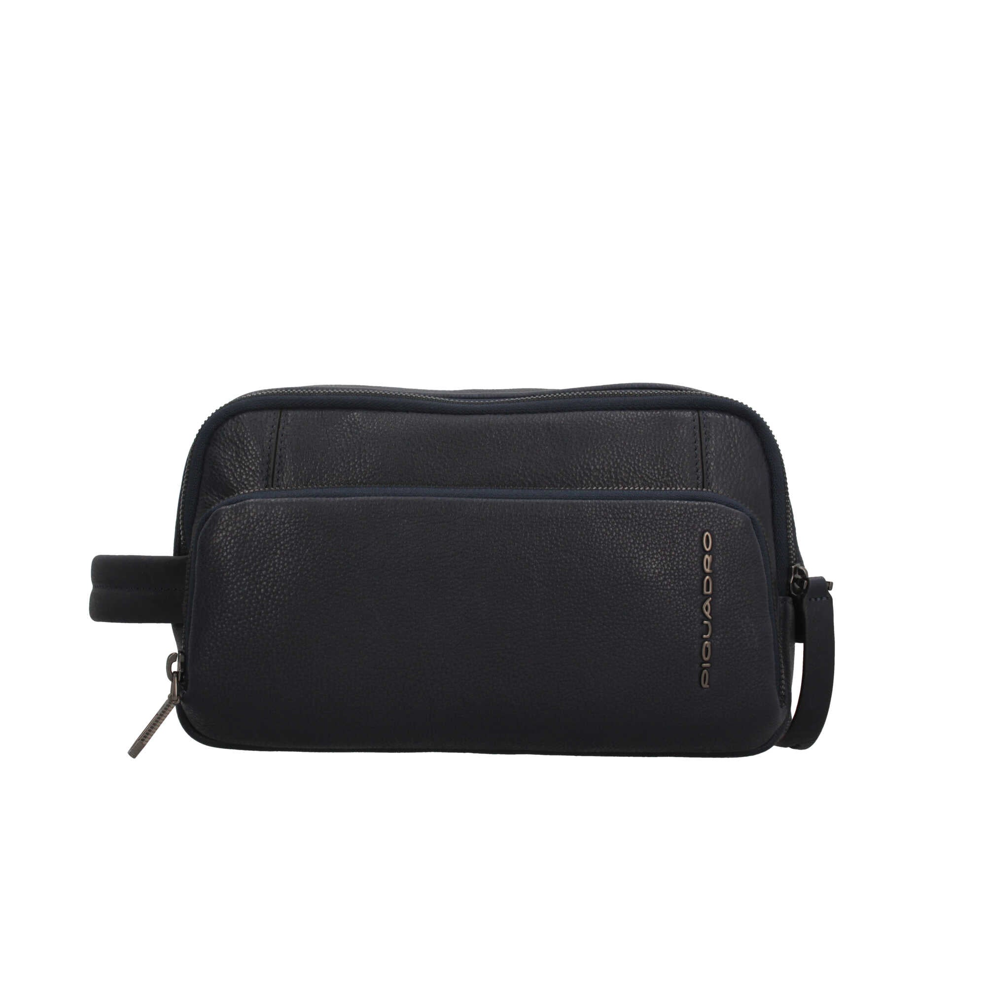 Beauty case in pelle Piquadro con doppia zip