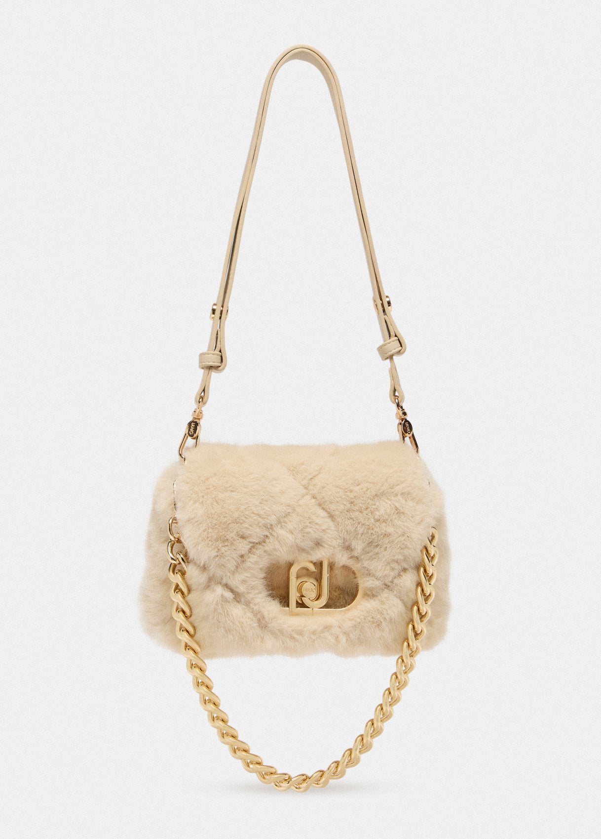 Borsa Liu Jo Puffy effetto pelliccia trapuntata con catena dorata Beige TU | Giò Fashion
