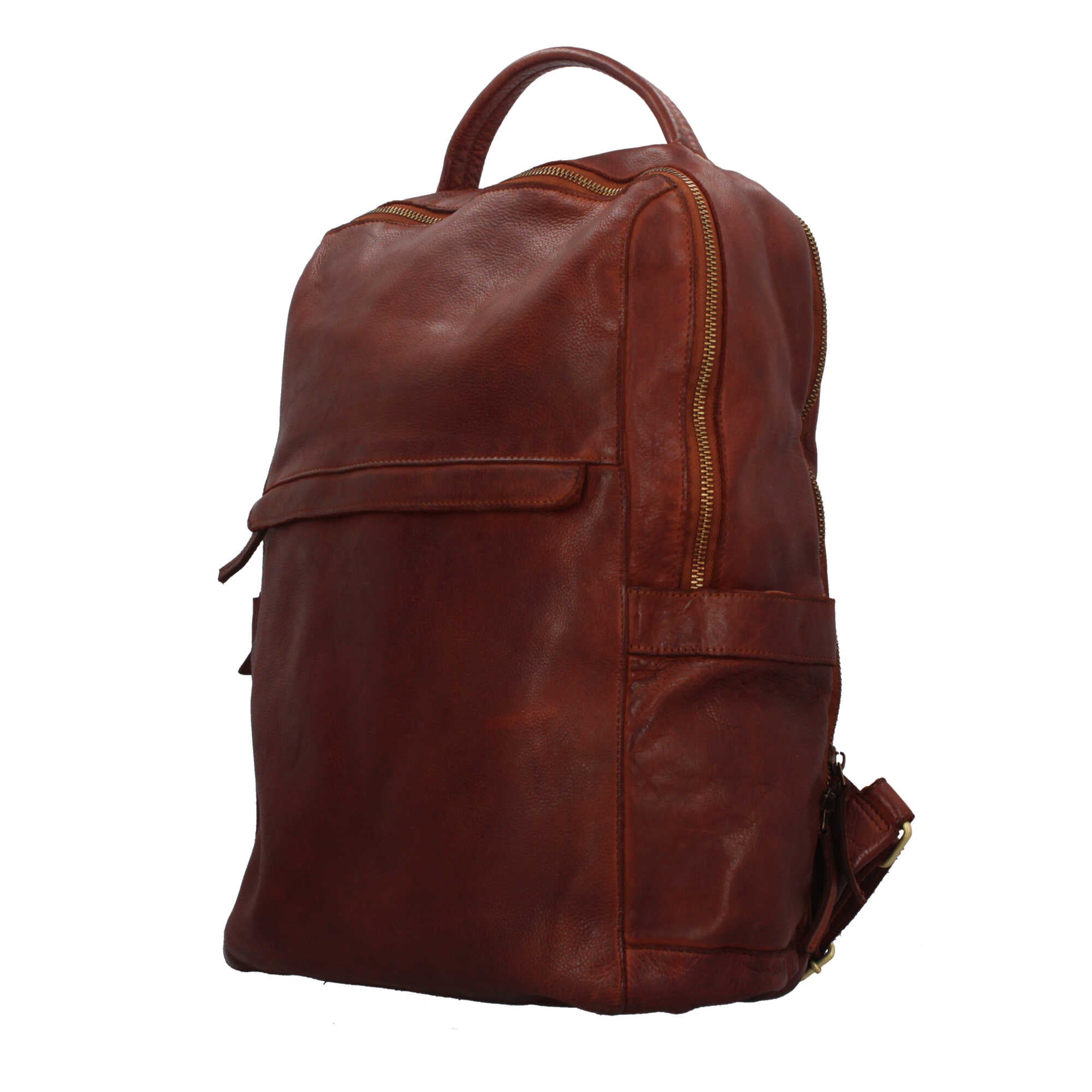 Borsa Made in Italy in vera pelle con manici rinforzati e zip