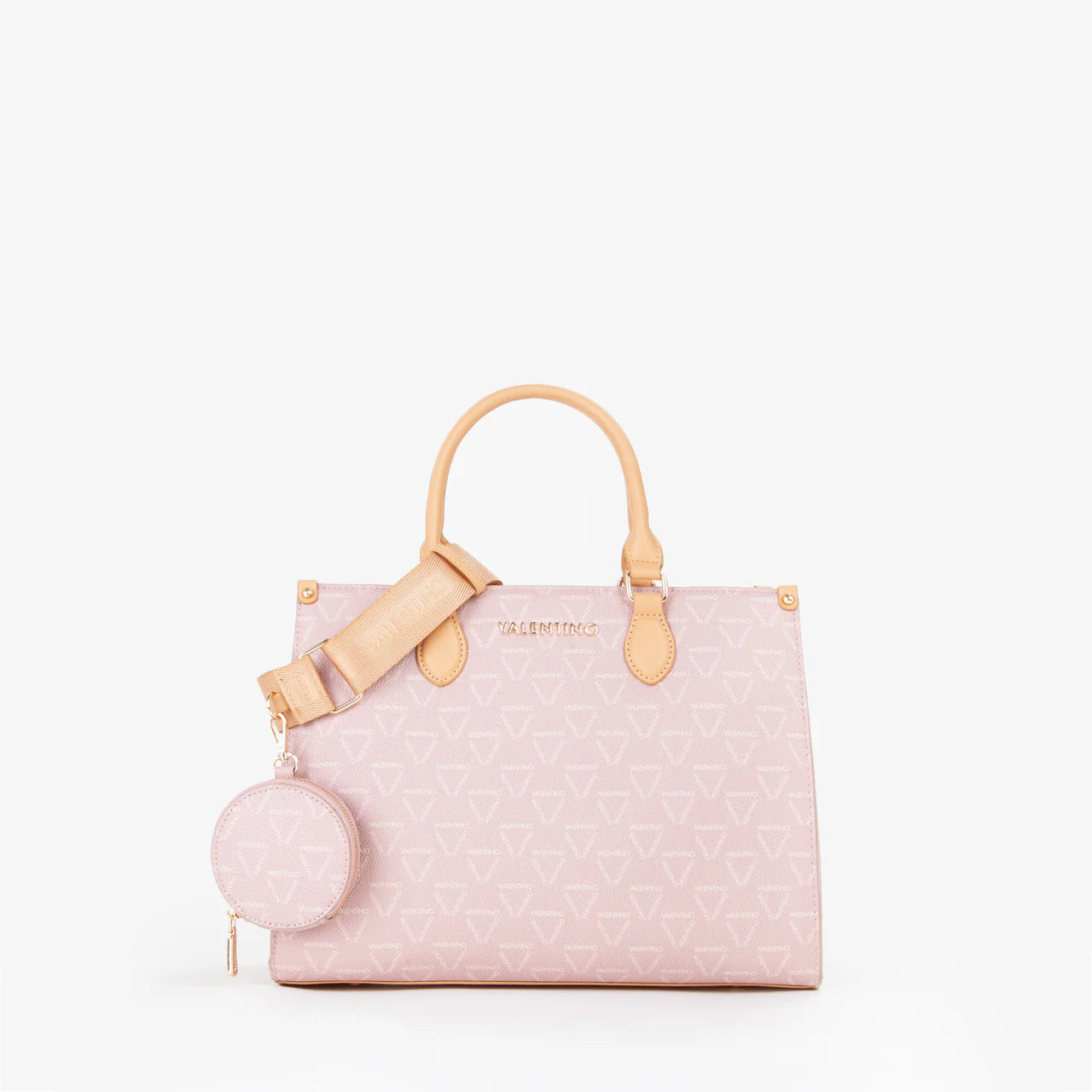 Borsa a mano Valentino con stampa monogram e doppio manico Beige TU | Giò Fashion