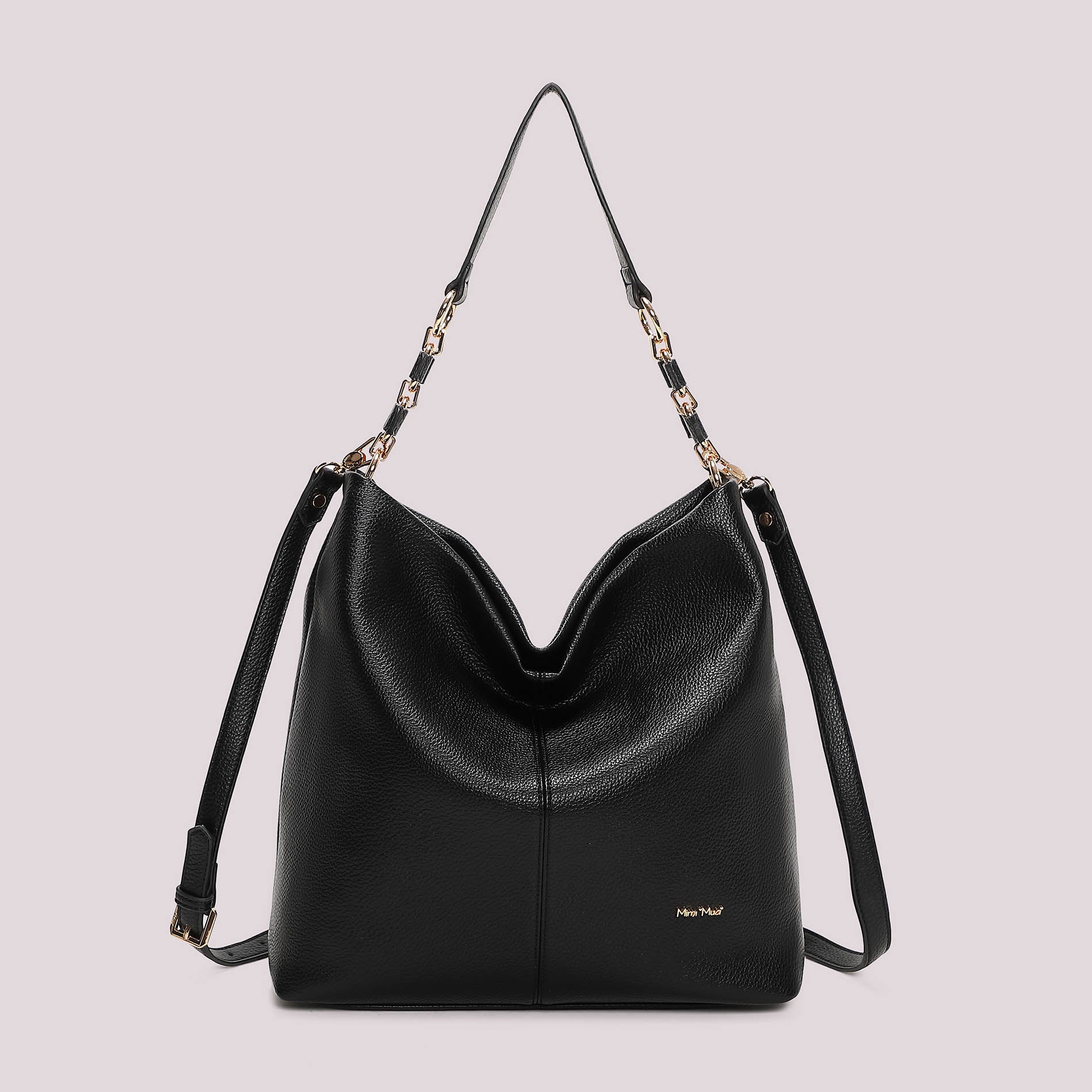 Borsa a spalla Mimi Mua elegante con doppio manico e dettaglio catena