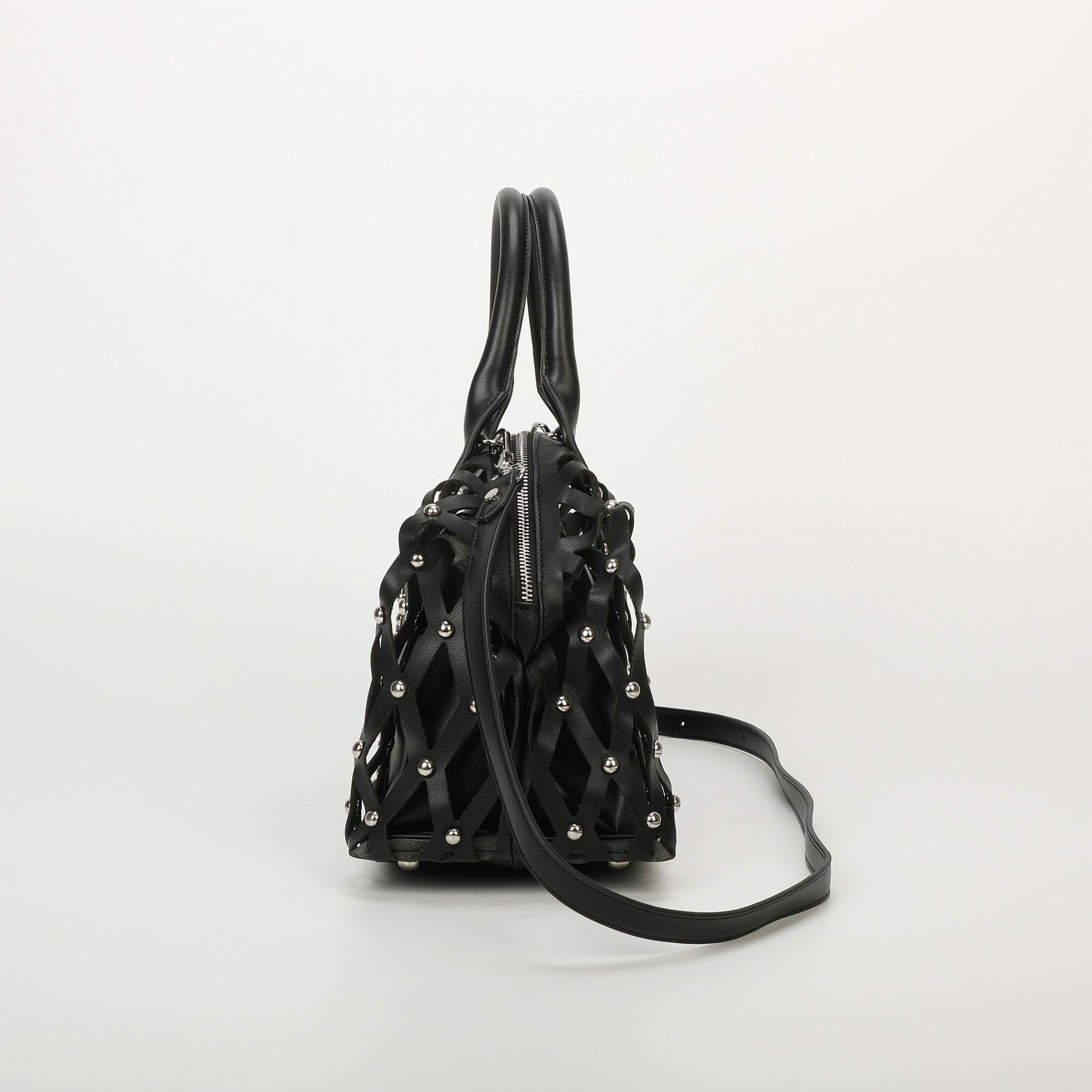 Mimi Mua borsa bauletto effetto rete con borchie