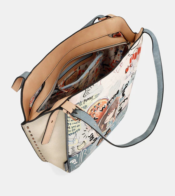 Borsa a spalla Anekke con illustrazione creativa BEIGE TU | Giò Fashion