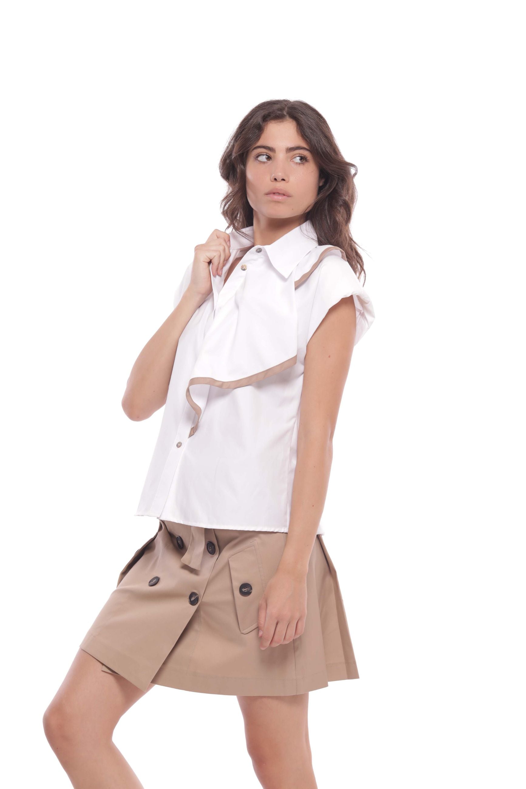 Minimua Camicia Smanicata con Volant Bicolor