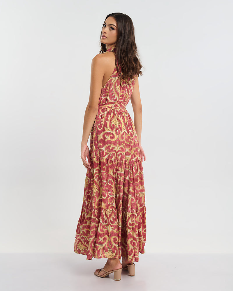 Ble Resort Collection Abito Lungo Senza Maniche con Bottoni con Dettagli