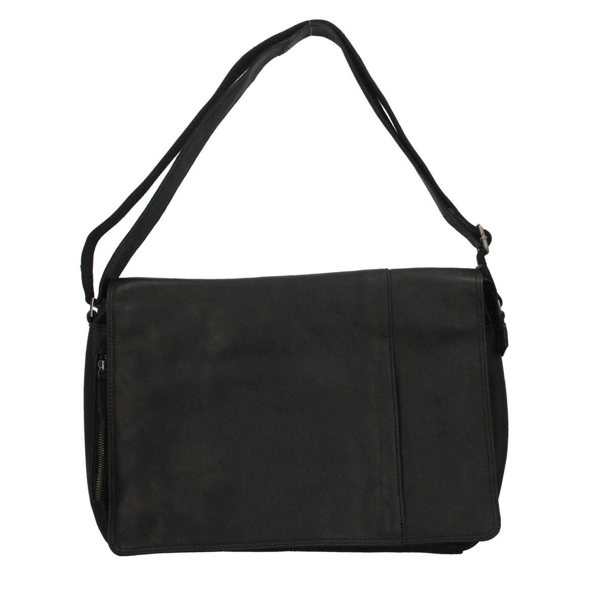 Borsa messenger Il Giglio in pelle con tasche frontali e zip Nero TU | Giò Fashion