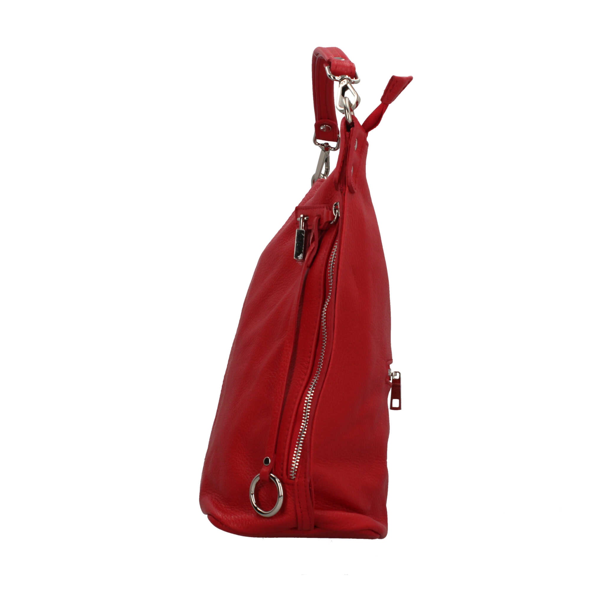 Borsa a mano in pelle martellata Made in Italy con zip laterale
