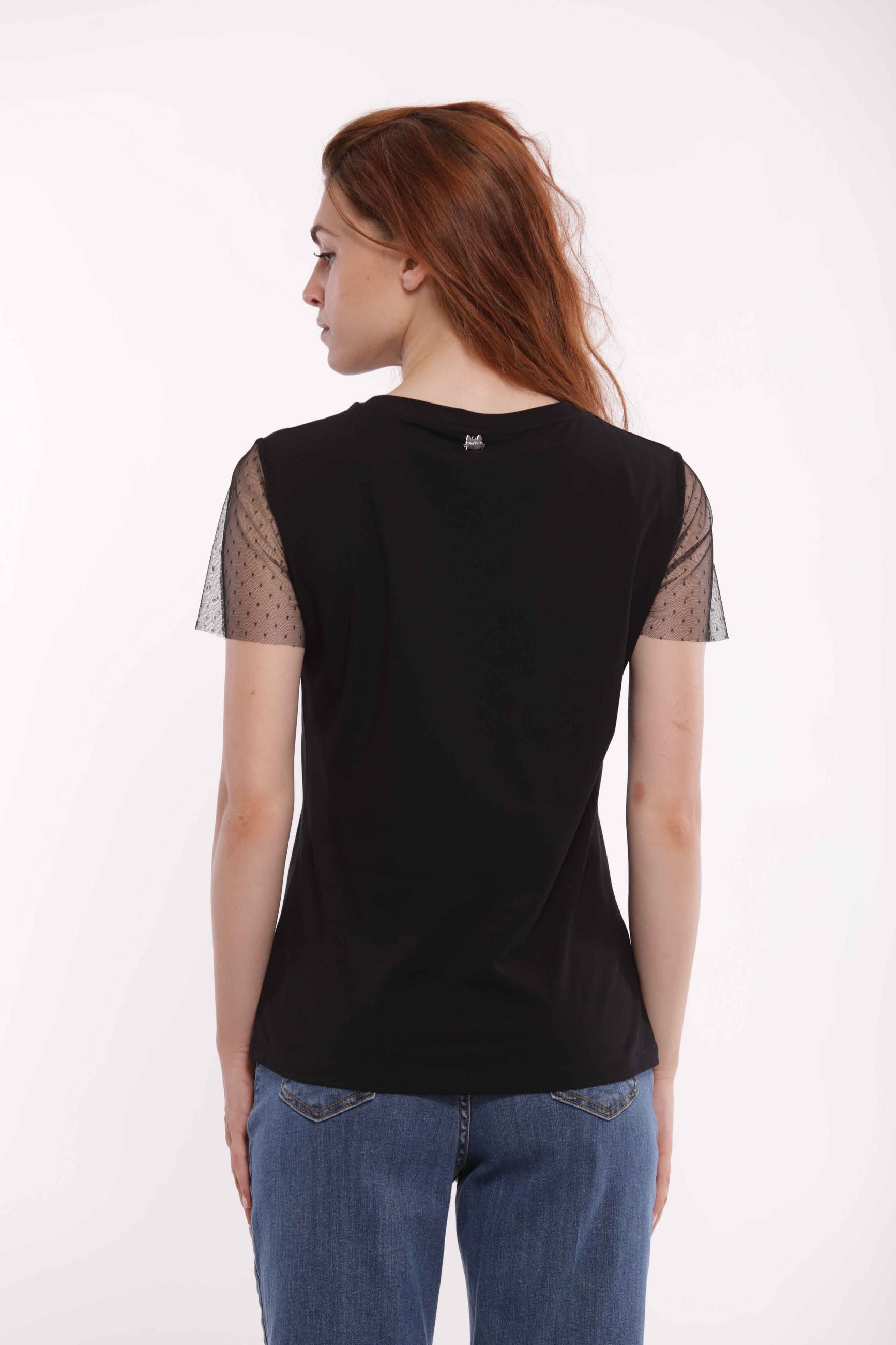 Minimua T-shirt Feeling Lucky con Maniche in Tulle
