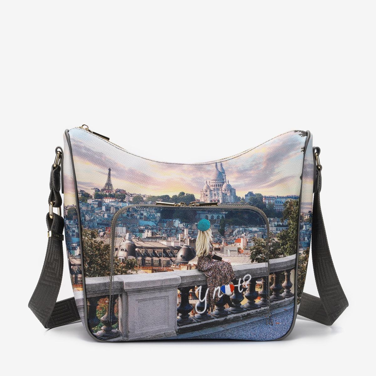 Borsa a tracolla con citta y not