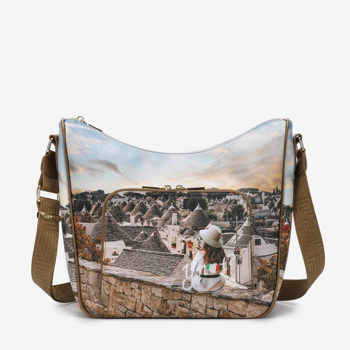 Borsa a tracolla con citta y not