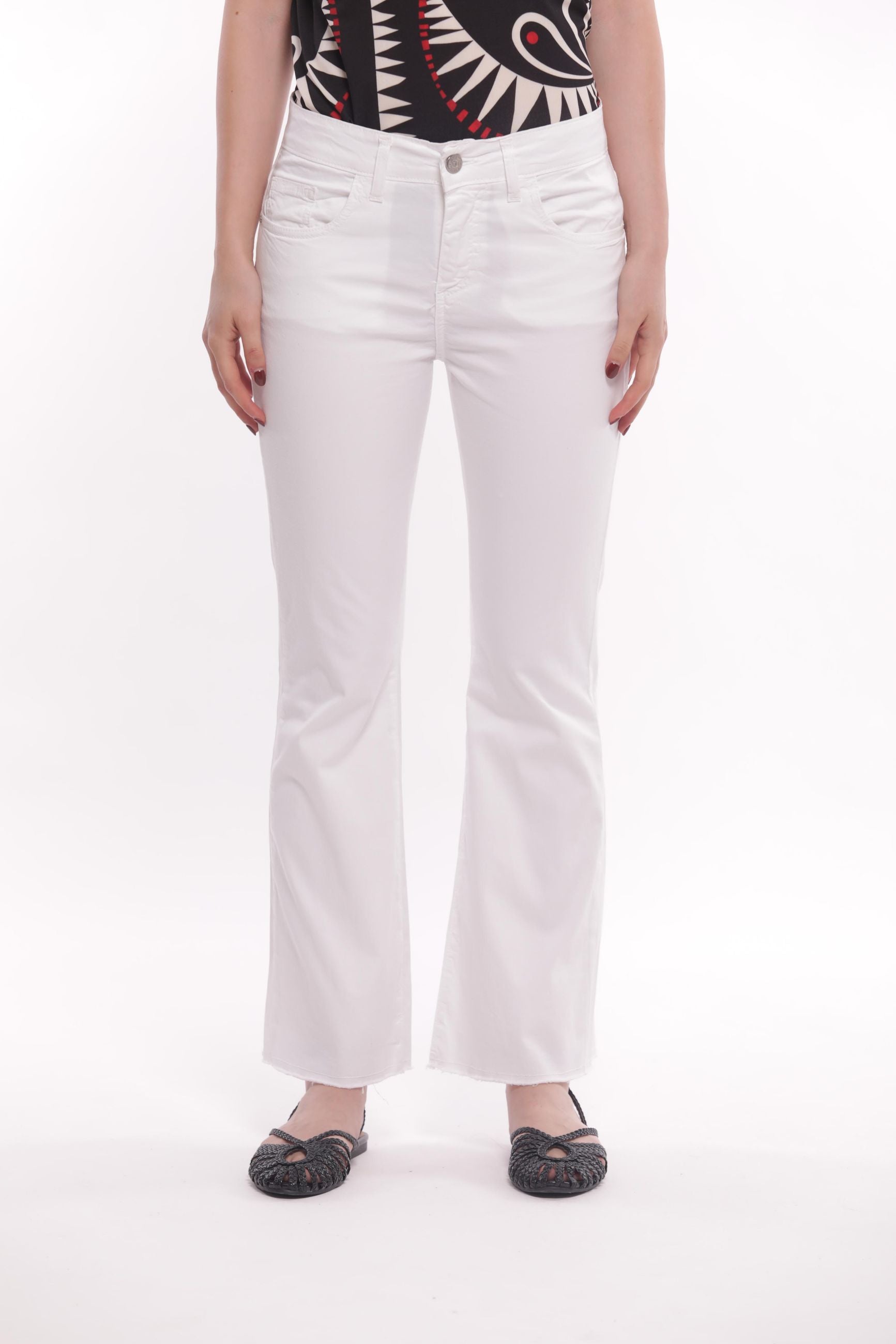 Mimi Mua pantalone cropped flare in gabardina