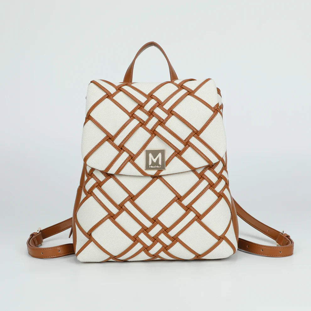 Zaino Momo Design elegante in tessuto con dettagli intrecciati