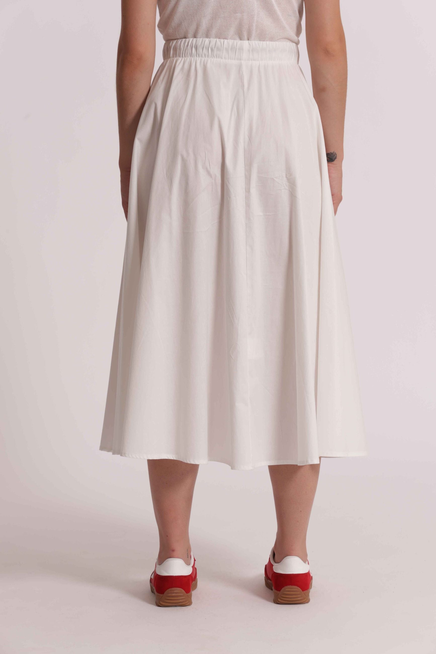 Gonna Midi Mimi Mua Elastico in Vita Bianco L | Giò Fashion