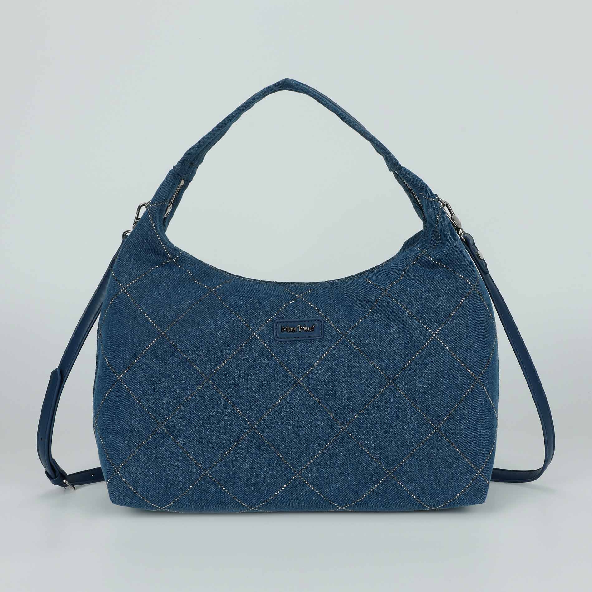 Mimi Mua borsa a sacca in jeans con strass