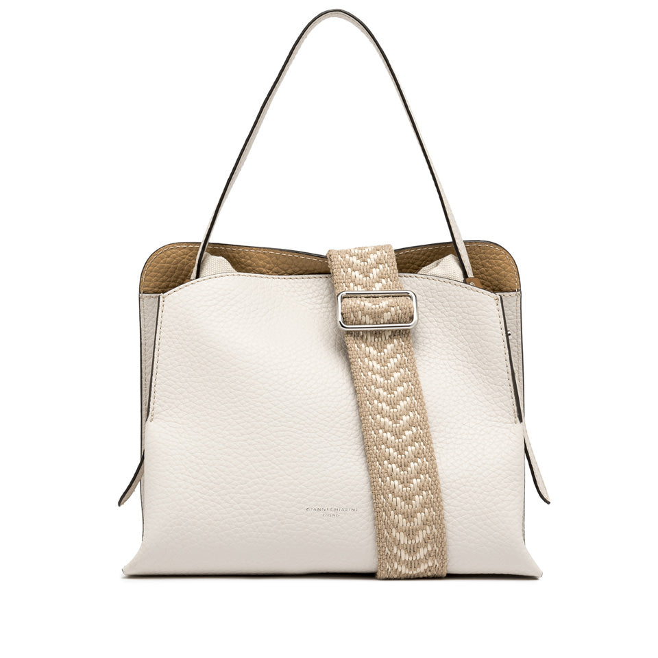 Shopper Gianni Chiarini in pelle con manico rigido e dettaglio in corda Beige TU | Giò Fashion