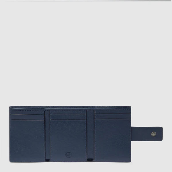 Portafoglio Piquadro in pelle con chiusura a bottone e tasca con zip