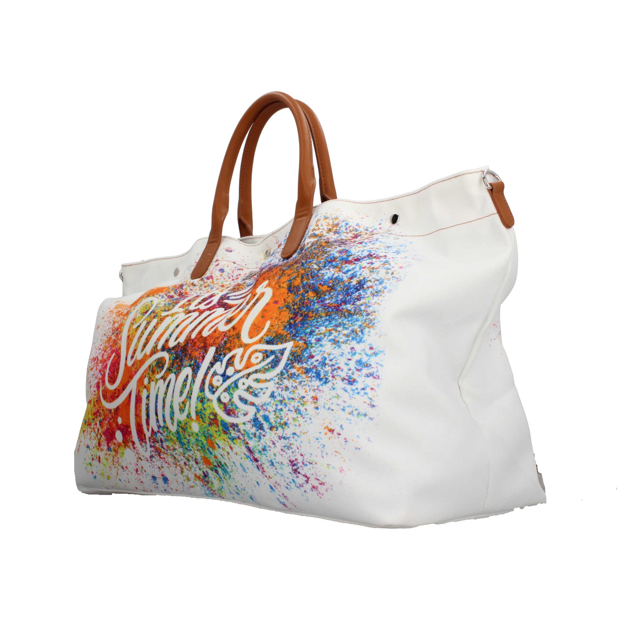 Borsa mare Ynot con stampa spray e manici in ecopelle