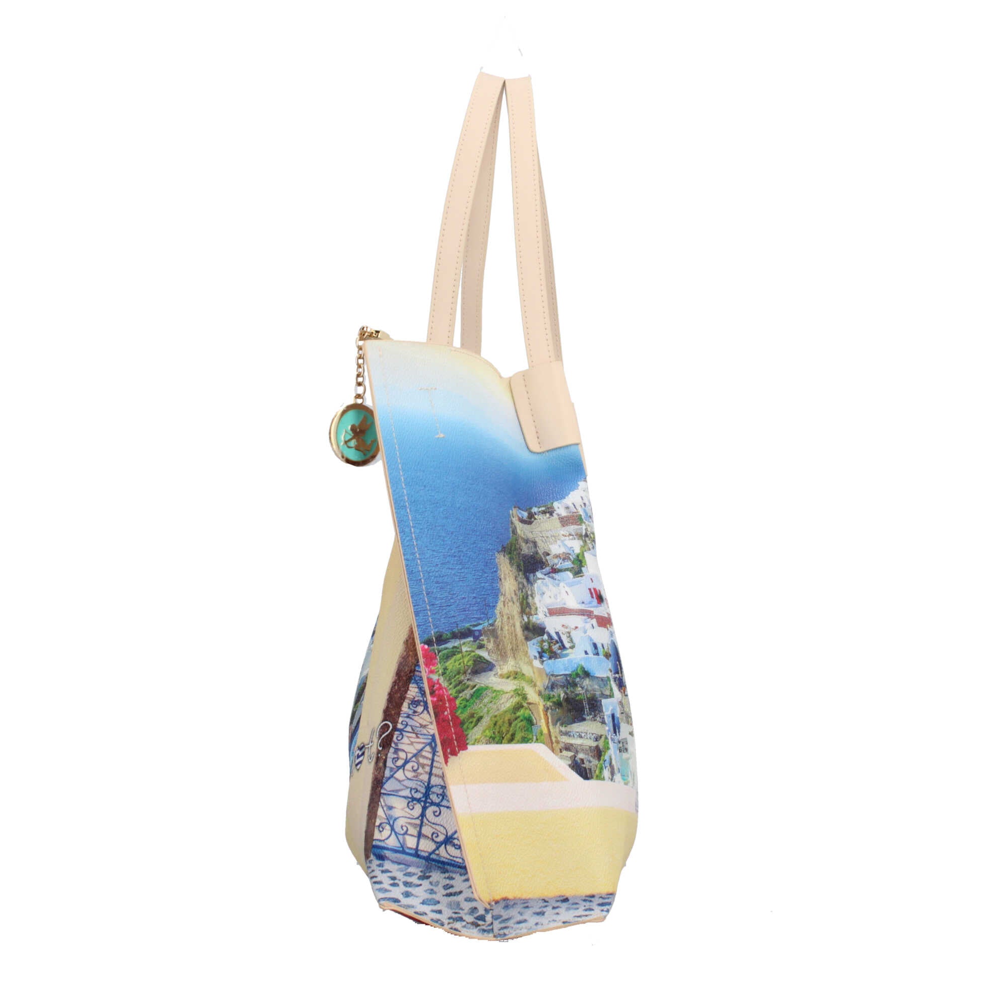 Shopping bag YNot capiente con stampa artistica e doppio manico