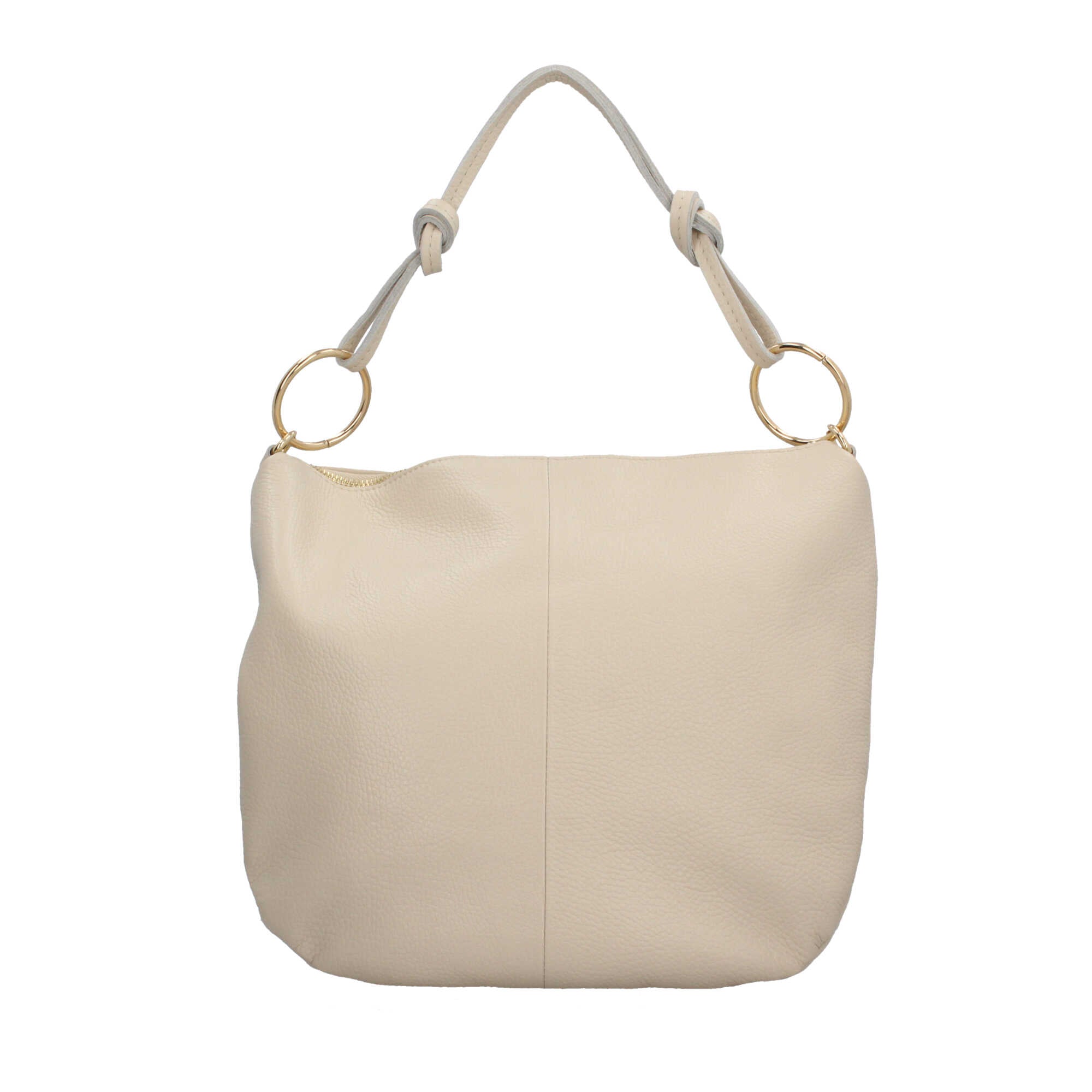 Borsa a spalla in pelle Made in Italy con manico ad anelli