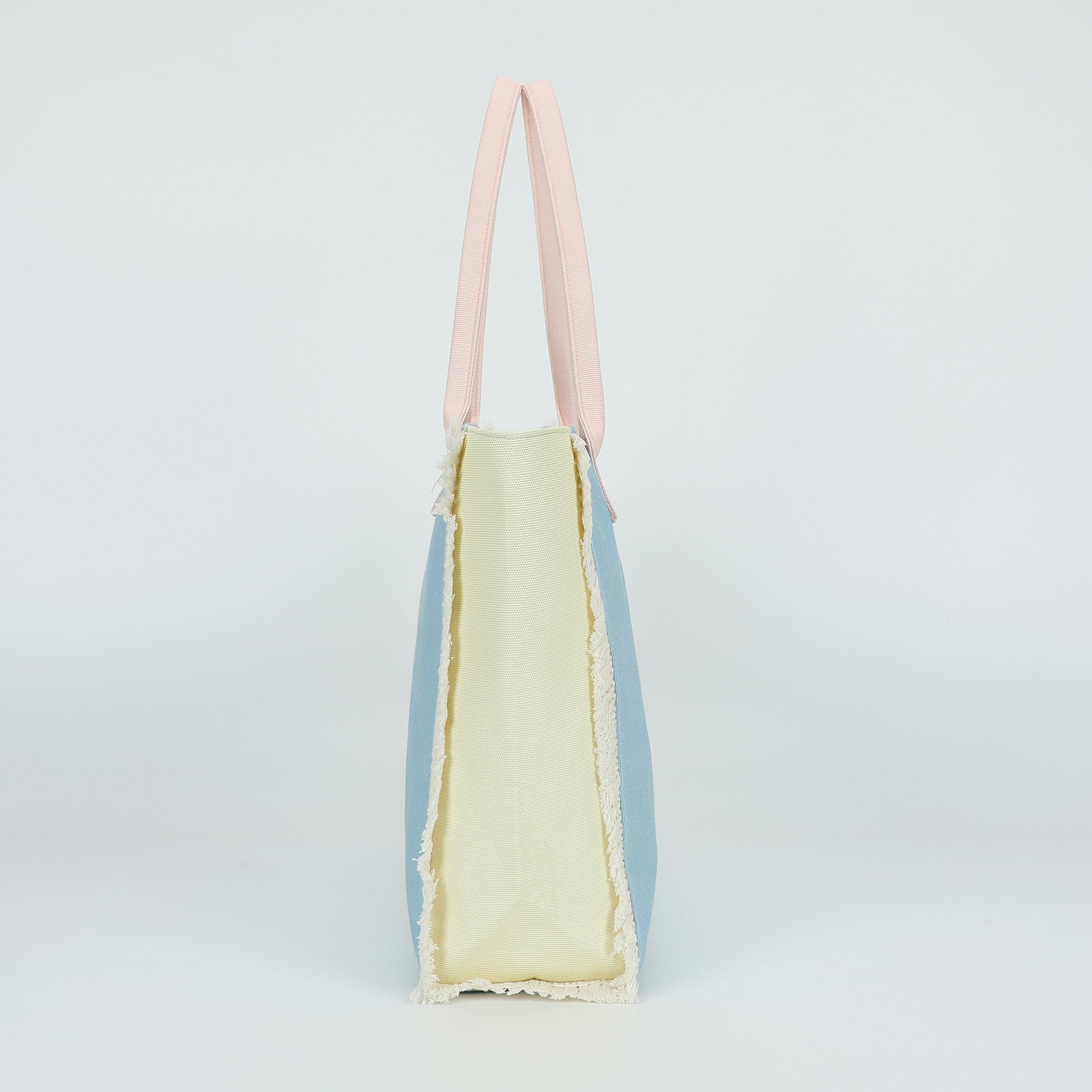 Mimi Mua borsa shopper in tessuto con frange e scritta