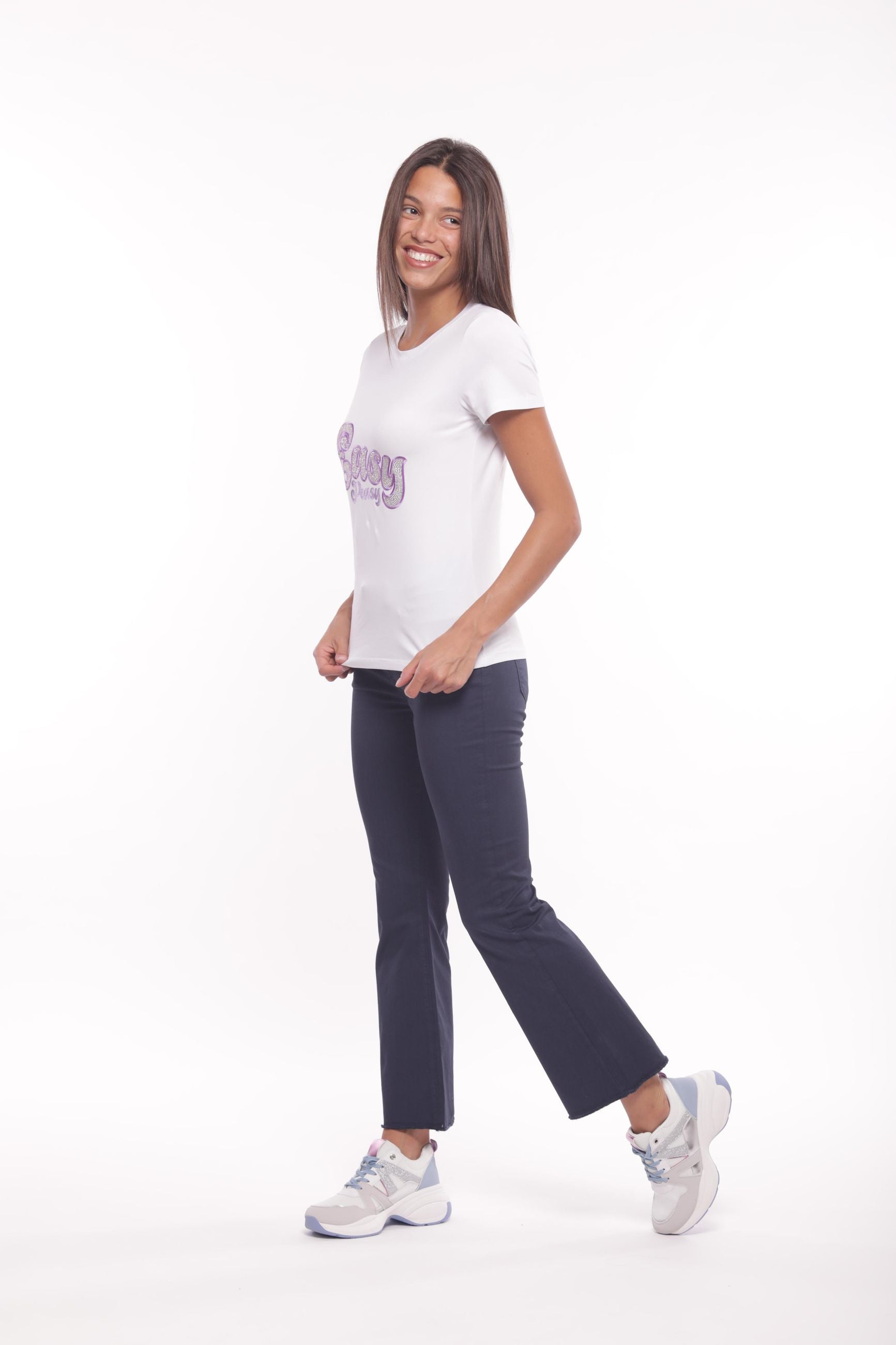 Mimi Mua pantalone cropped flare in gabardina